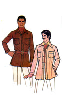 Vogue 8668 Men's Loose Fitting, Unlined Shirt Jacket with Side Slits & Convertible Collar, Partially Cut, Vintage Sewing Pattern Size 40