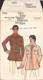 Vogue 8668 Men's Loose Fitting, Unlined Shirt Jacket with Side Slits & Convertible Collar, Partially Cut, Vintage Sewing Pattern Size 40