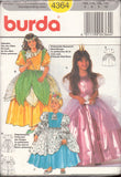 Burda 4364 Girl's Fantasy Elven, Snow and Red Rose Princess Fancy Dress Costumes, Uncut, Factory Folded, Sewing Pattern Size 4-10