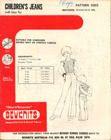 Bevknits 3002 Children's Jeans with Mock Fly and Style Variations, Uncut, Factory Folded, Sewing Pattern Multi Size 2-12 Years