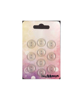 Vintage 80s Beutron approx. 0.5" (12 mm) Carded Transparent 2-Hole Buttons Ten Pieces (B62)