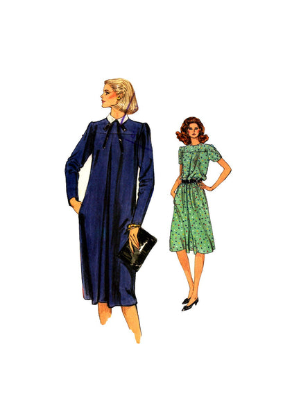 Vogue 8203 Loose Fitting Slightly A-Line Pullover Dress with or without Collar, Uncut, Factory Folded, Sewing Pattern Size 6-8-10