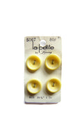 60s La Petite 3/4" (19 mm) Carded Yellow and White Concave Two Hole Buttons, (B98) Four on Card