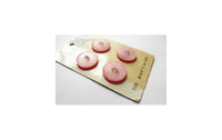 60s La Petite 3/4" (19 mm) Carded Pink and White, Two Layer, Two-Hole Buttons, (B87) Four on Card