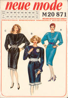 Neue Mode 20871 Dress with Dolman Sleeves and Hemline Variations, Uncut, Factory Folded, Sewing Pattern Multi Plus Size 10-24