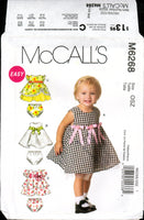 McCall's 6268 Infants' Lined, Flared Skirt Dresses and Panties with Trim Variations , Uncut, Factory Folded, Sewing Pattern All Sizes