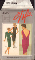 Style 4519 Fitted, Sleeveless Evening, Formal Dress with Ruched, Deep V Back & Jacket, U/C, F/Folded, Sewing Pattern Size 10-14