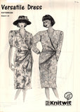 Knitwit 520 Front Drape, Tucked Dress with V-Neck and Long or Short Sleeves, Uncut, Factory Folded, Sewing Pattern Multi Plus Size 6-22