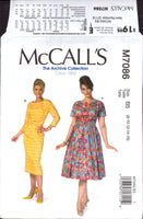 McCall's 7086 Sixties Style Dolman Sleeve Evening, Party Dresses with Straight or Flared Skirt, U/C, F/F Sewing Pattern Size 8-16 or 18-24