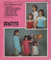 Bevknits 3005 Girls' Dresses and Tops with Sleeve, Neckline and Yoke Variations, Uncut, Factory Folded, Sewing Pattern Multi Size 2-12