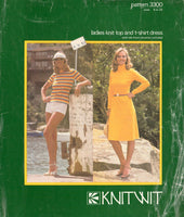 Knitwit 3300 Knit Top and T-Shirt Dress with Neckline and Sleeve Variations, Uncut, Factory Folded Sewing Pattern Multi Plus Size 6-22