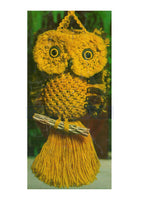 Vintage 70s The Banker Macrame Owl Wall Hanging Pattern Instant Download PDF 3 + 2 pages