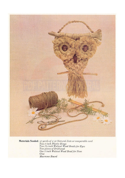 Vintage 70s Blinky The Owl Pattern Instant Download PDF 2 +3 pages