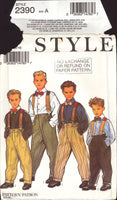 Style 2390 Junior Groomsman Shirts, High Waist Trousers with Turn-Ups and Neck Bow Tie, U/C, F/Folded, Sewing Pattern Multi Size 5-10