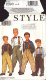 Style 2390 Junior Groomsman Shirts, High Waist Trousers with Turn-Ups and Neck Bow Tie, U/C, F/Folded, Sewing Pattern Multi Size 5-10