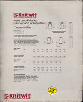 Knitwit 9400 Mens' Casual Pants, Pullover Top and Zip Front Jacket, U/C, F/Folded, Sewing Pattern Multi Size Chest 34-46 Waist 28-42