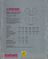 Knitwit 9250 Mens', Womens' and Childrens' Long or Short Sleeve, Dropped Shoulder Top, Uncut, Factory Folded, Sewing Pattern Multi Sizes