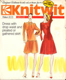 Knitwit 303 Retro Drop Waist Dress with Pleated or Gathered Skirt & Neckline Variations, U/C, F/Folded, Sewing Pattern Multi Size 6-22