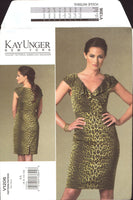 Vogue American Designer 1206 Kay Unger Lined, Party, Evening, Cocktail Dress, Uncut, Factory Folded Sewing Pattern Multi Size 6-12