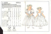 Style 1510 Child's Flower Girl, Bridesmaid Ballerina Skirt, Puffy Dress with Sleeve Variations, Uncut, F/Folded, Sewing Pattern Size 5