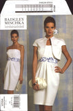 Vogue American Designer 1154 Badgley Mischka Lined, Strapless Evening Dress & Cap Sleeved Jacket, Partially Cut Sewing Pattern Size 6-12