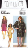 Butterick 6299 Lined Jacket with Sleeve Variations and Dress with Skirt Variations, Uncut, Factory Folded, Sewing Pattern Multi Size 8-16