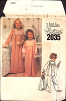 Little Vogue 2035 Children's Loose Fitting Robe, Gown in Two Lengths & Pajamas, Uncut, Factory Folded, Sewing Pattern Size 6 Breast 25"