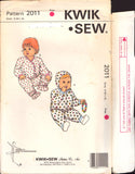 Kwik Sew 2011 Babywear: Pull-On Pants, Raglan Shirt, Bonnet and Booties, Uncut, Factory Folded, Sewing Pattern Multi Size S-XL