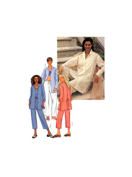 Butterick 3531 Loose Fitting Shirt with Sleeve Variations, Top and Pants in Two Lengths, Uncut, Factory Folded, Sewing Pattern Size 8-12