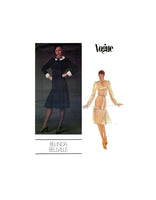 70s Vogue 2638 Belinda Bellville Drop Waist Dress with Button Front Bodice & Gathered Skirt, Uncut, Factory Folded, Sewing Pattern Size 10