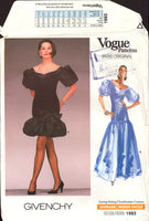 Vogue Paris Original 1993 Givenchy Evening, Formal, Prom Dress in with Flared or Straight Skirt in Two Lengths, Sewing Pattern Size 10