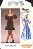 Vogue Paris Original 1993 Givenchy Evening, Formal, Prom Dress in with Flared or Straight Skirt in Two Lengths, Sewing Pattern Size 10