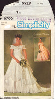 Simplicity 6766 Michele Piccione Off-the-Shoulder Bridal Gown with Train, Bridesmaid Dresses, U/C, Factory Folded Sewing Pattern Size 10