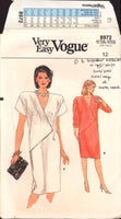 Vogue 8972 Loose Fitting, Asymmetrical Front-Buttoned, Straight Dress, Uncut, Factory Folded Sewing Pattern Size 12