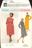 Vogue American Designer 1718 Bill Blass Loose Fitting Dress in Two Lengths with Scarf, Uncut, Factory Folded, Sewing Pattern Size 10