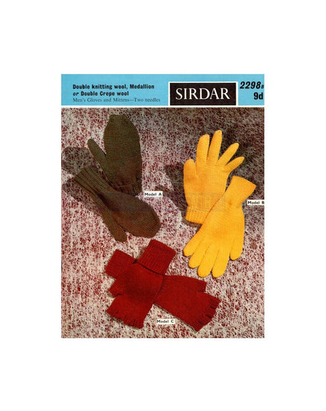 Sirdar 2298 Three 50s Knitting Patterns For Mittens/Gloves Instant Download PDF 8 pages