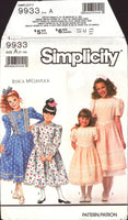 Simplicity 9933 Jessica McClintock Flower Girl, Bridesmaid, Party Dress with Tulle Petticoat, Uncut, F/Folded, Sewing Pattern Size 7-14