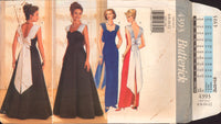 Butterick 4393 Fitted, Lined Straight or Flared Evening, Formal Dress with DeepV-Back, Uncut, Factory Folded, Sewing Pattern Size 6-12