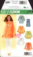 New Look 6485 Tunic Style Tops with Sleeve Style and Length Variations, Uncut, Factory Folded Sewing Pattern Multi Plus Size 10-22