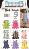 Butterick 3666 Toddlers' A-line, Princess Seam Jumper and Blouse with Long or Short Sleeves, Uncut, F/Folded, Sewing Pattern Size 1-3