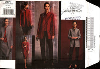 The Vogue Woman 2771 Lined Jacket, Sleeveless Top, Long Sleeved Dress, Skirt and Pants, Uncut, Factory Folded, Sewing Pattern Size 8-12