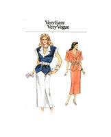 Vogue 9903 Top with Notched Collar, Shaped Hemline, Two Sleeve Lengths and Straight Skirt, Trimmed Sewing Pattern Size 8-10-12