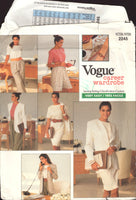 Vogue 2245 Lined Jacket, Straight Dress or Top, Wide Leg Shorts and Straight Pants, Uncut, Factory Folded Sewing Pattern Size 6-10