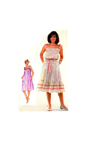 Simplicity 5540 Sundress or Tent Dress with Shoulder Tie and Optional Lower Ruffle Skirt, U/C, Factory Folded Sewing Pattern Size 10-12