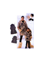 Vogue 9912 Mommy & Me Hooded Lined Jacket, Vest, Hat, Gloves and Muff, Uncut, Factory Folded Sewing Pattern Sizing for Mum and Daughter