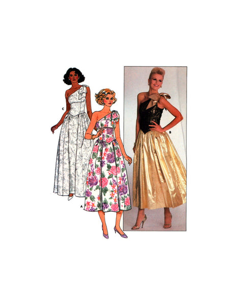 Butterick 3582 One Shoulder Evening Dress in Two Lengths, Uncut, Factory Folded Sewing Pattern Size 6-10 or 12-16