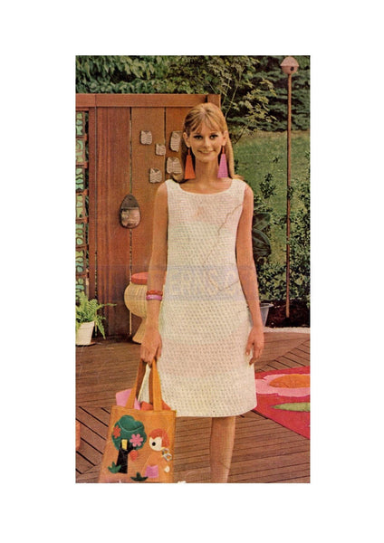 Vintage 1960s Crocheted Sheath Dress Bust Size 31-36" Instant Download PDF 7 pages