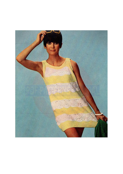 Vintage 1960s Knitted Beach Dress Bust Size 31"-36" Instant Download PDF 5 pages