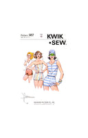 70s Strapless or Scoop Neckline Rompers and Shorts, Bust 31.5"- 41.5" (80-106 cm), Kwik Sew 987, Vintage Sewing Pattern Reproduction