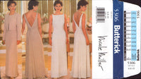 Butterick 5306 Nicole Miller Evening Dress with Deep V-Back and Jacket, Uncut, Factory Folded Sewing Pattern Size 12-16